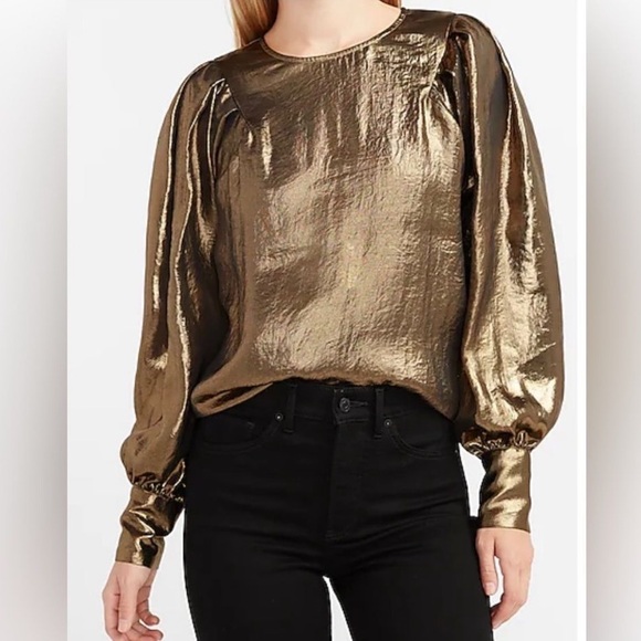 Express Gold Foil Balloon Sleeve Top Size XL NWT - Picture 13 of 13